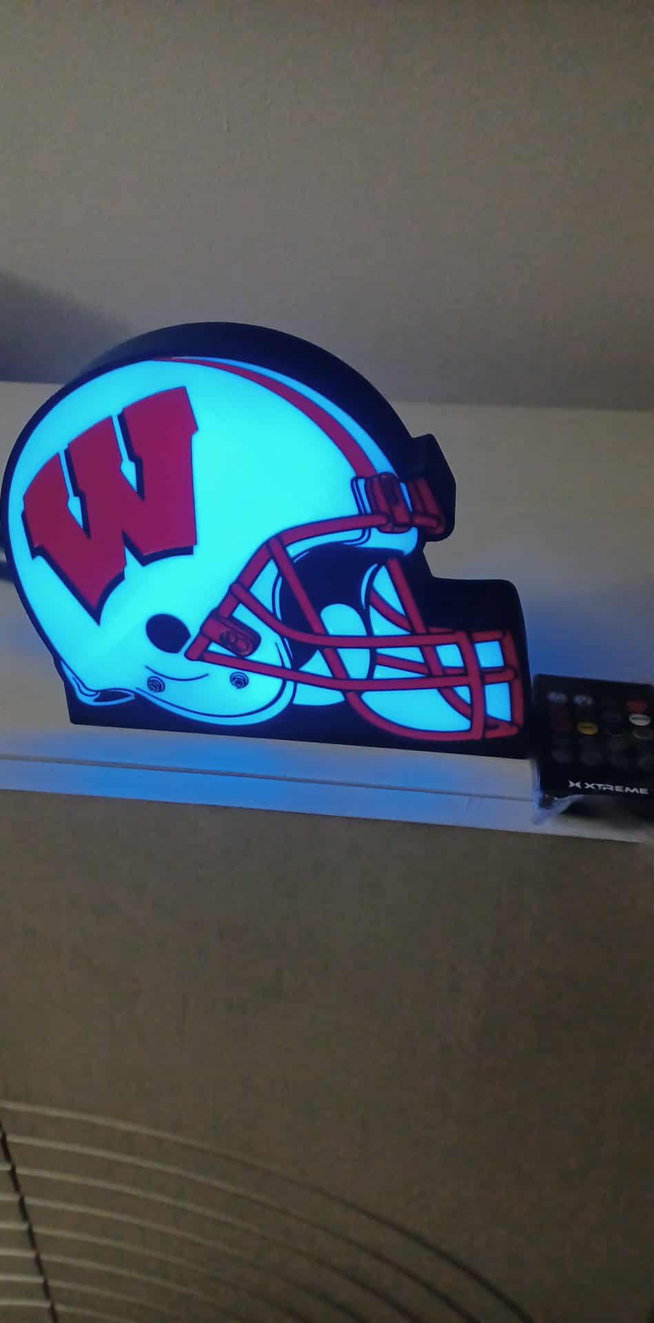 Wisconsin Badger Helmet LED light box – custom 3D printed – Lit Layer Creations